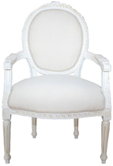 Casa Padrino Besucherstuhl Barock Salon Stuhl Antik Stil Creme - Weiss - Möbel Antik Stil
