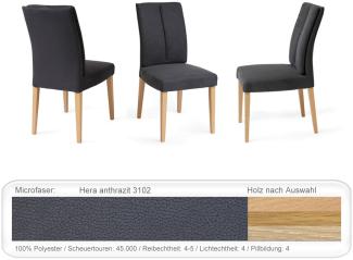 6x Stuhl Flavia 7 Varianten Polsterstuhl Esszimmerstuhl Massivholzstuhl Buche natur lackiert, Hera anthrazit