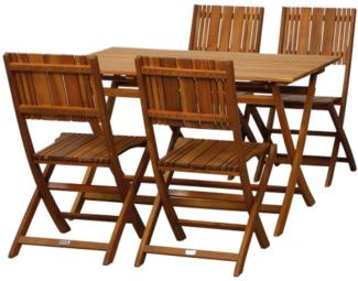 SIENA GARDEN SET Klappstuhl Falun 5-teilig 4 x Stuhl,1 x Tisch 120 x 80 cm