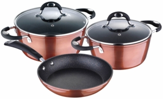 Bergner Topfset mit Pfanne Induktion Kochtopfset Töpfe Deckel kupfer BG-6235-CP