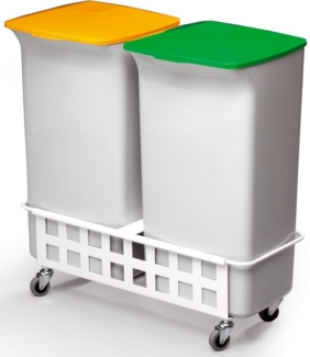 Durable Abfalleimer Durabin Square Set 40 mit Fahrwagen grau/grün, gel