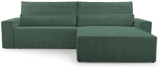 MOEBLO Ecksofa aus Cord DENVER L, Ottomane beidseitig montierbar Couch Cord für Wohnzimmer Schlafsofa Sofagarnitur Sofa Eckcouch L-Form Cordstoff - 290x85x200cm, mit Schlaffunktion und Bettkasten