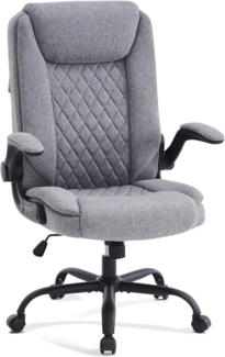 Ergonomischer Bürostuhl Chefsessel Armlehnen klappbar Grau Stoff