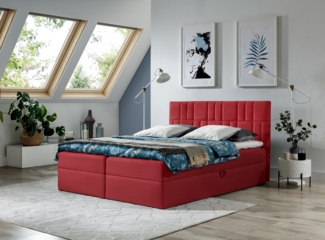99rooms Piero Boxspringbett Kunstleder SOFT Rot 140x200 cm