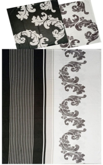 KH-Haushaltshandel Bettwäsche 2-tlg. Biber Winter Bettwäsche 135x200 + 80x80, Streifen/Ranke, Biber, 2 teilig, schwarz weiß grau, weich und warm, 100% Baumwolle