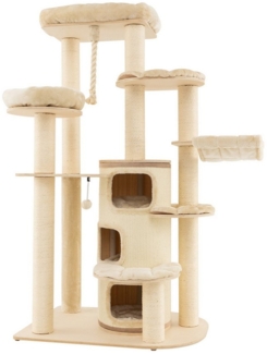 COSTWAY Kratzbaum Katzenbaum, 173cm deckenhoch, mit 3 Katzenhöhle