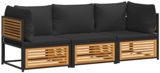 vidaXL 3-tlg. Garten-Sofagarnitur mit Kissen Massivholz Akazie 3214888