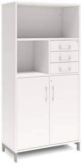 Büroschrank DNA 800x1660 mm Weiß/Weiß Schubladenmodul 4A4/2A4