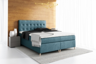 99rooms Sorento Boxspringbett Velours 120x200 cm Türkis