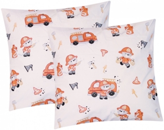 Heubergshop Kissenbezug, 40x40 cm Feuerwehrmann 100% Baumwolle Kinder (KY-Feuerwehrmann-40x40)