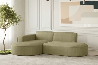 Ecksofa Designersofa PALMA XS in Stoff Scala Kiwi Ottomane Links