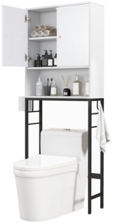 COSTWAY Badregal, 3 Ebenen, mit 2 Türen & 2 Haken, stehend, 63x23x165,5 cm