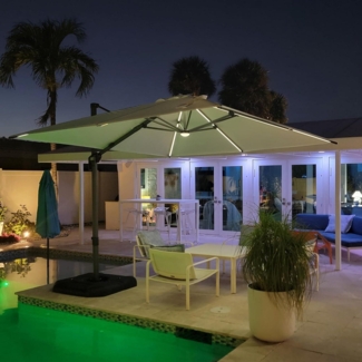 Sonnenschirm 300x300cm Aluminium Ampelschirm Solar LED Beleuchtung Gartenschirm