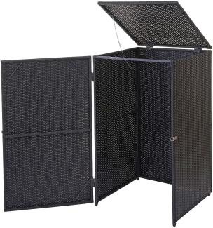 Mülltonnenverkleidung HWC-E25, Mülltonnenbox Mülltonnenabdeckung, Poly-Rattan 120l ~ schwarz