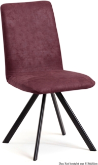 Esszimmerstuhl (8er-Set) Datja 47 x 92 x 60 Schwarz/Marsala