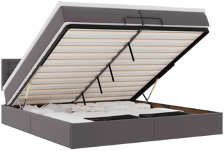 vidaXL Ottoman-Bett mit Matratzen Grau 200x200 cm Kunstleder 3311326