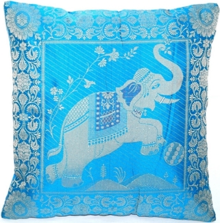 Ruwado Dekokissen - Handgefertigt Kissenbezug aus Indische Banarasi Seide - 40cmx40cm, "Handgewebt und Handgenäht aus Indien"