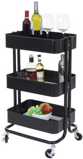 Servierwagen HWC-C64, Küchenwagen Barwagen Teewagen Transportwagen Rollwagen ~ schwarz ohne Griff