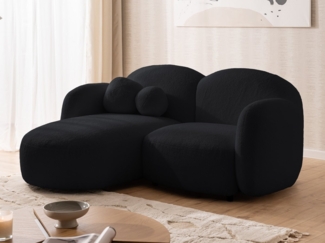 S-Style Möbel Ecksofa Nuvola aus Bouclé-Stoff mit abgerundetem Design und hohem Sitzkomfort, mit Wellenfederung