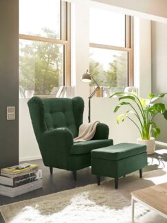 ED EXCITING DESIGN Ohrensessel Oskar, mit Massivholzfüßen