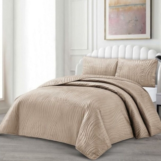 alesvelt Tagesdecke Set Iris Überwurf Decke 3-Teilig 240x250 cm