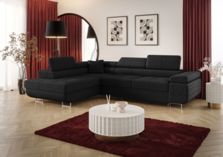 Ecksofa Schlafsofa Sofa MONARO Stoff Quelle Schwarz Ottomane Links