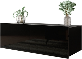 TV-Lowboard Calabrini 100 BR03 (Farbe: Schwarz / Schwarz Hochglanz)