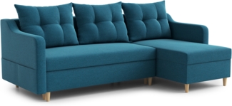 AX LIVING Eckcouch mit Bettfunktion Balerno 224cm – Modernes Design in Türkis