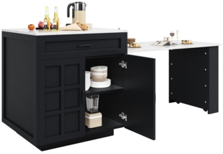 MODFU Bartisch Ausziehbarer,Kücheninsel,Bartisch mit 2 Schubladen (Ausziehbarer Bartisch mit Stauraum (133-202×70×93,5 cm), Mit 2 Schubladen, 4 Fächern und Gewürzregal – Flexibel Erweiterbar, Perfekt für Küche, Esszimmer & Büro, 133-202×70×93.5cm), mit...