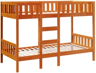 vidaXL Etagenbett Wachsbraun 75x190 cm Massivholz Kiefer 3308609