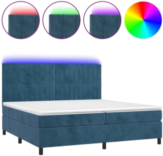 vidaXL Boxspringbett mit Matratze & LED Dunkelblau 200x200 cm Samt 3136267