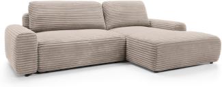 Selsey Alferia - Ecksofa mit Schlaffunktion, Breitcord-Bezug, beige, rechtsseitig