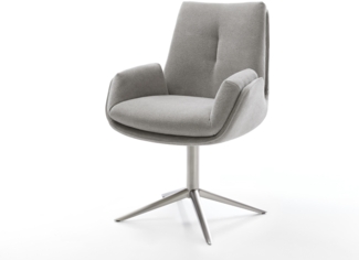 Drehstuhl Clea-Flex Strukturstoff Soft Grau Fußkreuz Edelstahl 360° drehbar Wippfunktion