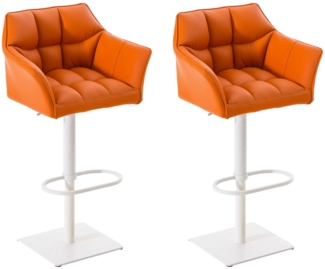 CLP 2er Set Barhocker Damaso Kunstleder drehbar und höhenverstellbar,orange weiß