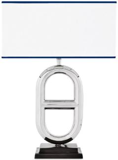 Casa Padrino Luxus Tischleuchte Silber / Schwarz / Weiß / Blau 35 x 18 x H. 49 cm - Elegante Schreibtischleuchte - Luxus Kollektion