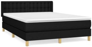 vidaXL Boxspringbett mit Matratze Schwarz 140x200 cm Stoff