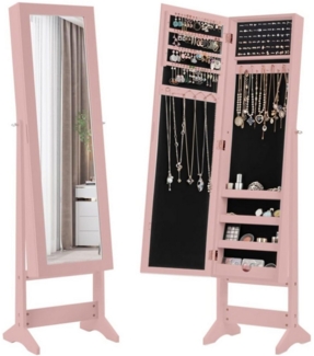 COSTWAY Schmuckregal, mit Ganzkörperspiegel, Schmuckschrank neigbar