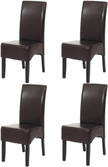 4er-Set Esszimmerstuhl Stuhl Küchenstuhl Littau ~ Leder, braun dunkle Beine