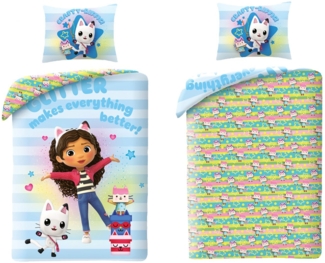 Gabby's Dollhouse Bettwäsche-Set – 140x200 cm Bettbezug und 60x70 cm Kissenbezug aus 100% Polyester