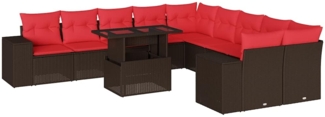 vidaXL 11-teiliges Gartensofa-Set mit Kissen, braun, Polyrattan 3269434