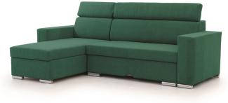 Ecksofa Schlafsofa Sofa CANTON in Stoff Camelia Grün Ottomane Links