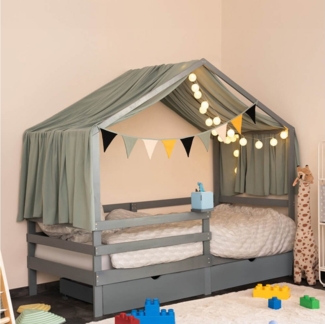 HOME DELUXE Kinderbett STERNENLAND mit Schubladen – 90 x 200 cm (aus massivem Kiefernholz), inkl. Schubladen, Lattenrost & Rausfallschutz