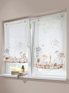 Rollo Raffrollo, heine, halbtransparent, Ösen mit Fensterhaken