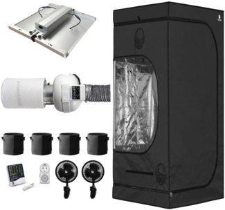 Growbox Komplett Set Classic XL - PK Lüfter, für 4 Pflanzen, 120 x 120 x 200 cm, 320W LED