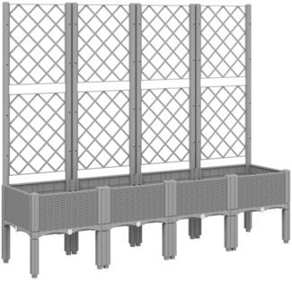 vidaXL Pflanzkübel mit Rankgitter Hellgrau 160x40x142 cm PP 367932