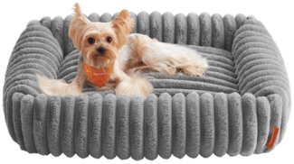 FEANDREA Hundebett, orthopädisches Hundekörbchen, Hundekissen waschbar, weiche Polsterung, 71 x 55 x 18 cm, grau