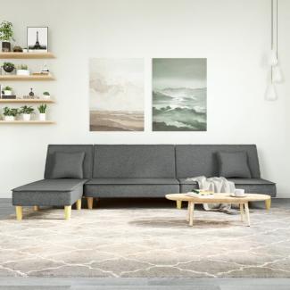 Schlafsofa in L-Form Dunkelgrau 255 x 140 x 70 cm Stoff