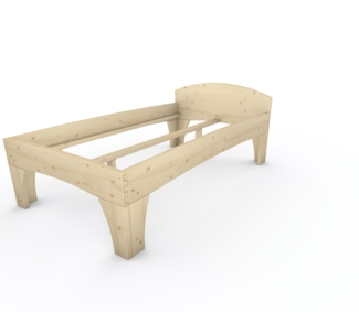 Holzbett (Fichte) "Rosi" 120 x 220 cm 58 cm mit Kopfteil Massivholzbett Bett