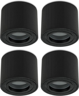 Sweet LED Aufbauleuchte 4er Set flach IP44 Aluminium Deckenspots rund für Bad & Küche schwarz, ohne Leuchtmittel, Aufbaustrahler LED, Aufbauspot, Deckenstrahler
