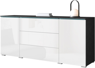 Kommode Doppo 150 (Farbe: Matera / Weiß Hochglanz, mit RGB LED Beleuchtung)